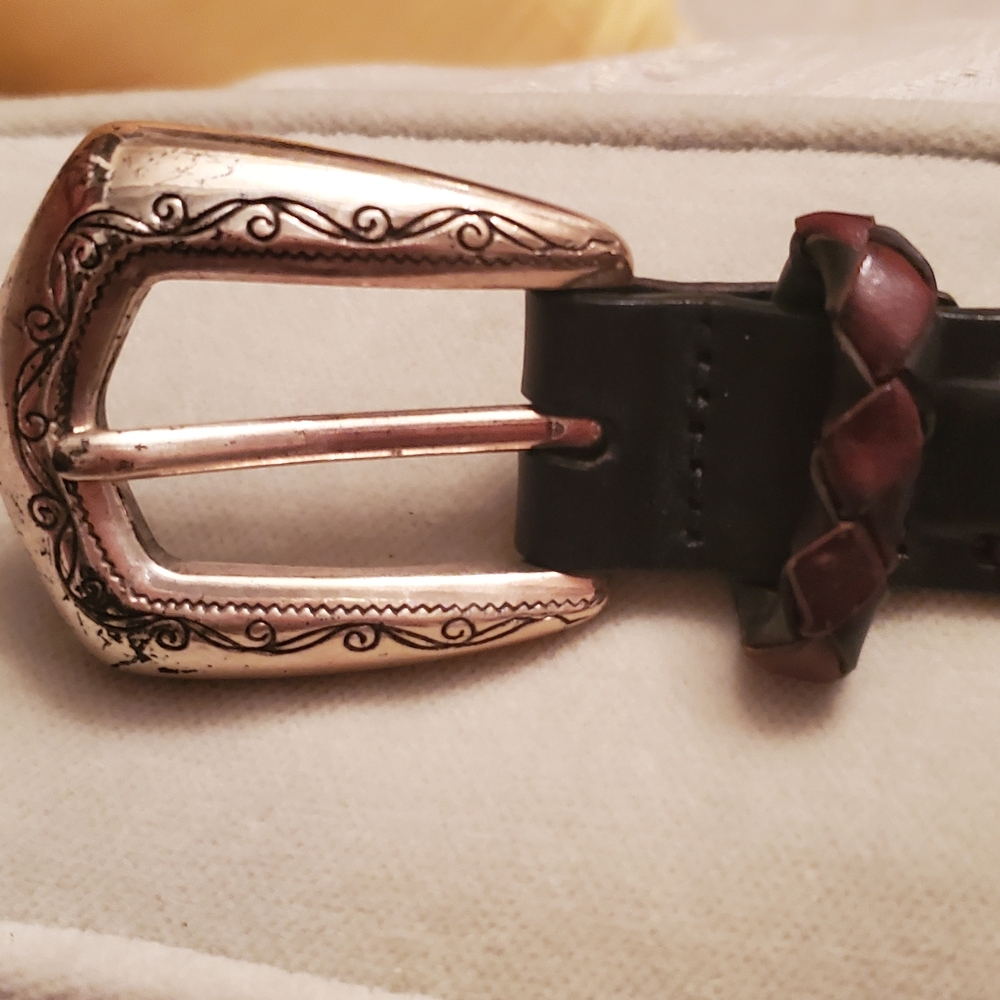 Brighton Leather Brown Cowgirl Belt with Silver Buckle and Conchos - Picture 8 of 9
